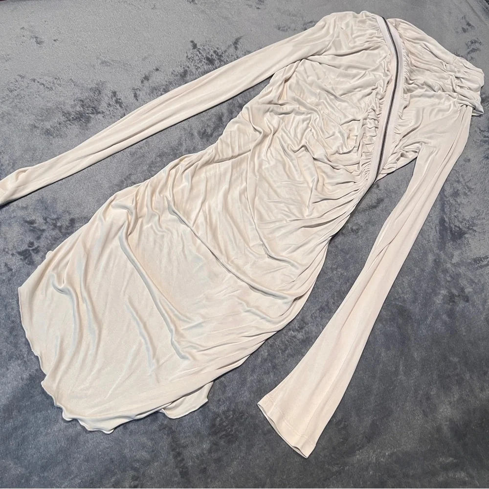 ALLSAINTS NWOT GISELE ROUCHED BODYCON ZIP DRESS - Picture 12 of 16